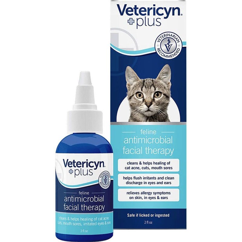 Vetericyn Plus Feline Facial Therapy | Healing Aid and Skin Repair for Different Cat First Aid Needs, Including Cat Acne, Cat Ear and Eye Problems. 2 Ounces
