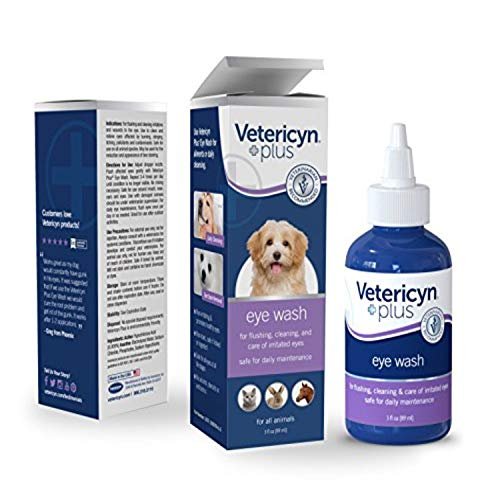 Vetericyn Plus Dog and Cat Eye Wash | Eye Drops for Dogs and Cats to Flush and Soothe Eye Irritations, Dog Tear Stain Cleaner, Safe for All Animals. 3 ounces