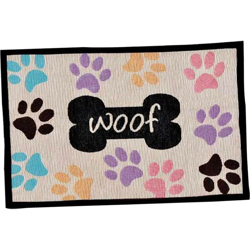 Loving Pets Bella Fashion Mat for Dogs, Woof with Multi Paws (7576)