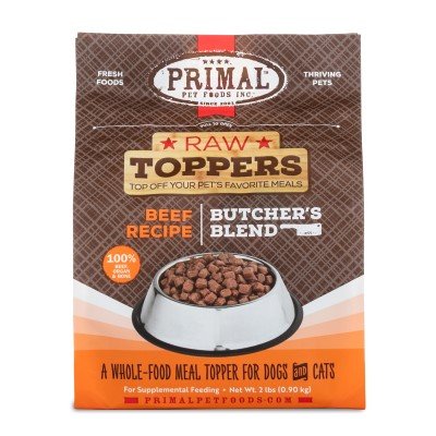 Primal, Raw Toppers Butcher's Blend Beef Recipe Frozen Meal Topper for Dogs & Cats, 32 Ounce