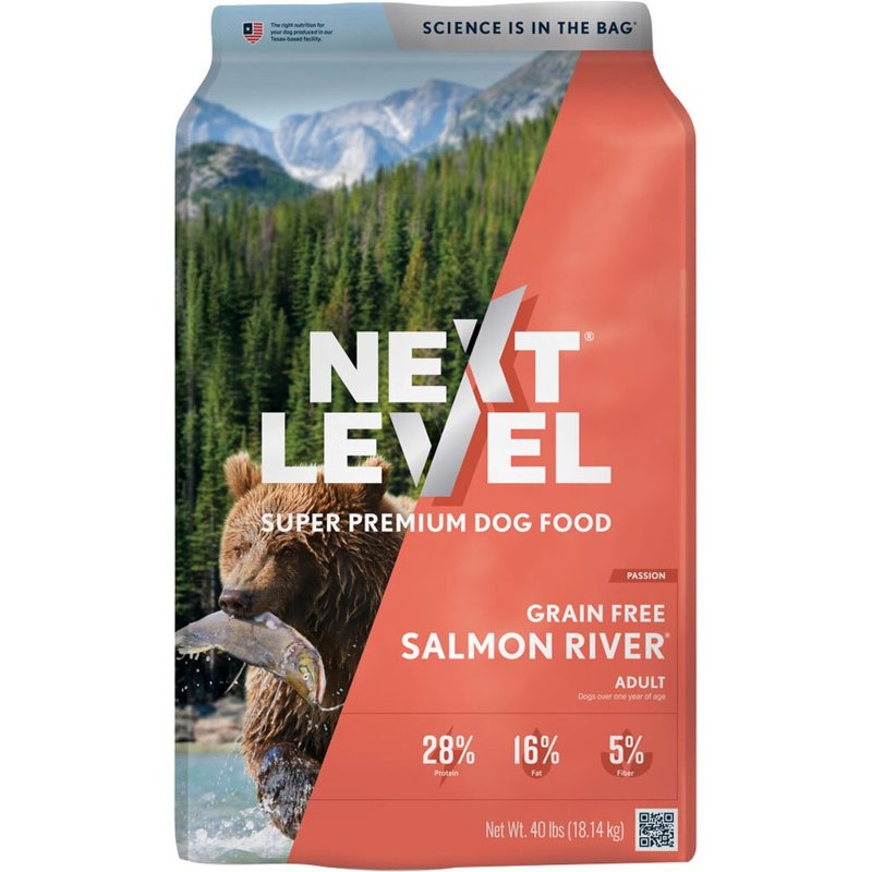 Next Level Super Premium Dog Food - Grain Free Salmon River - Dry Kibble for Dogs at All Life Stages of All Breeds - 28% Protein, Fish and Sweet Potato, Gluten Free Grains