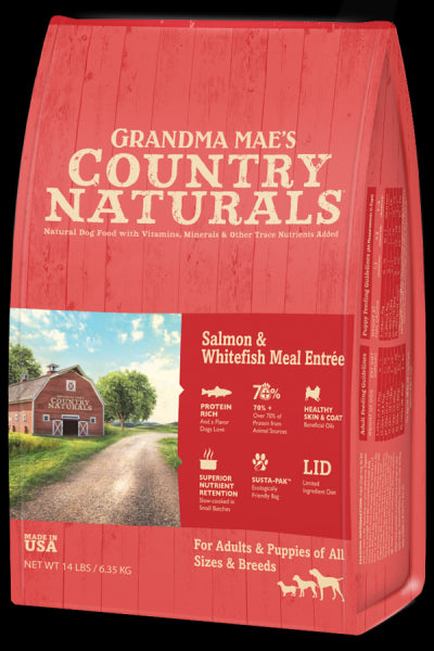 Grandma Mae's Country Naturals Grain Inclusive Dry Dog Food 24 LB Salmon & Whitefish