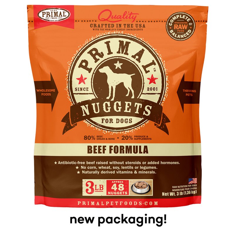 Primal Pet Foods 850001 Canine Beef Nuggets, 3-Pound