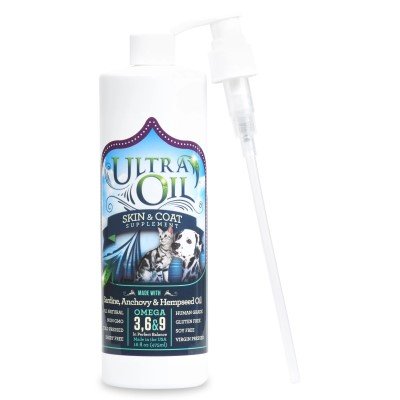 Ultra Oil Dog & Cat Supplement with Hemp, Flaxseed & Fish Oils - 32oz - For Dry Skin, Dull Coat, Hot Spots, Dandruff, Allergies
