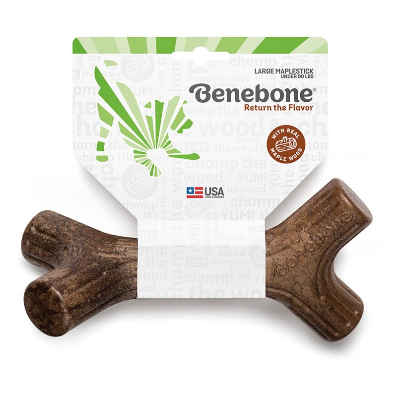Benebone Maplestick Durable Dog Chew Toy for Aggressive Chewers, Real Maplewood, Made in USA, Large