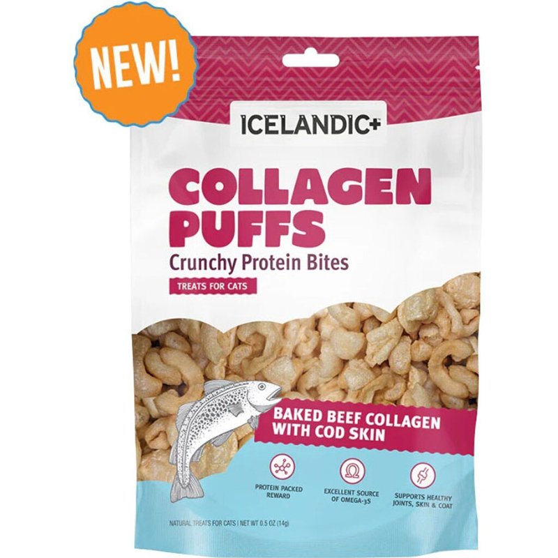 Icelandic+ Beef Collagen Puffs with Cod Skin Treats for Cats, 0.5-oz Bag