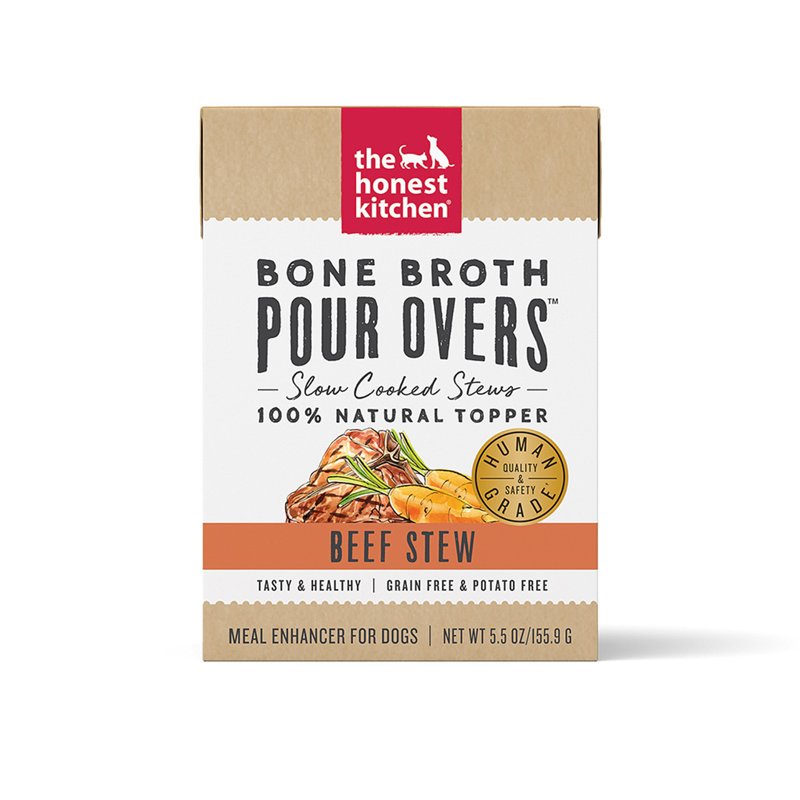 The Honest Kitchen, Bone Broth Pour Overs Beef Stew Dog Food Topper, 5.5 Ounce