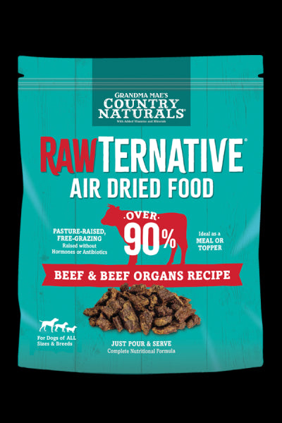 Grandma Mae's Country Naturals RawTernative Air Dried Dog Food. (5OZ Beef & Beef Organs)