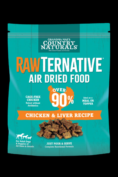 Grandma Mae's Country Naturals RawTernative Air Dried Dog Food. (1LB Chicken & Chicken Liver)