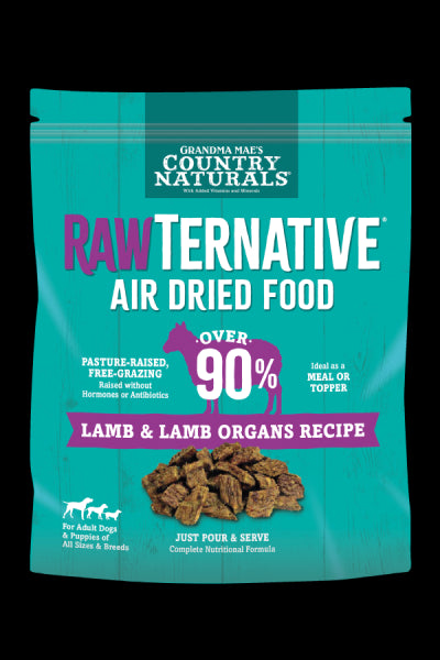 Grandma Mae's Country Naturals RawTernative Air Dried Dog Food 1 LB Lamb and Lamb Organs Recipe