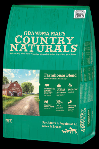 Grandma Mae's Country Naturals Grain Inclusive Dry Dog Food 24 LB Farmhouse Pork & Whitefish