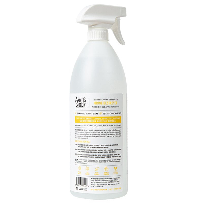 Skout's Honor Dog Urine Destroyer, Professional Strength, Plant-Powered, Cruelty-Free Urine Eliminator for Carpets and Indoor Living Spaces, 35 oz