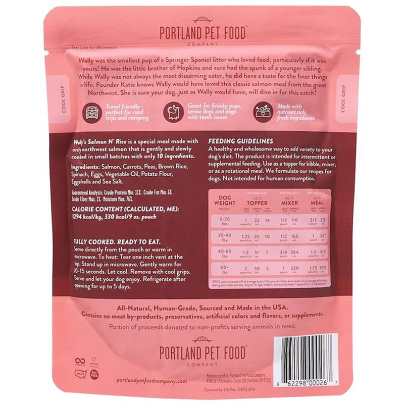 PORTLAND PET FOOD COMPANY Wally's Salmon N Rice Dog Meal, 9 OZ