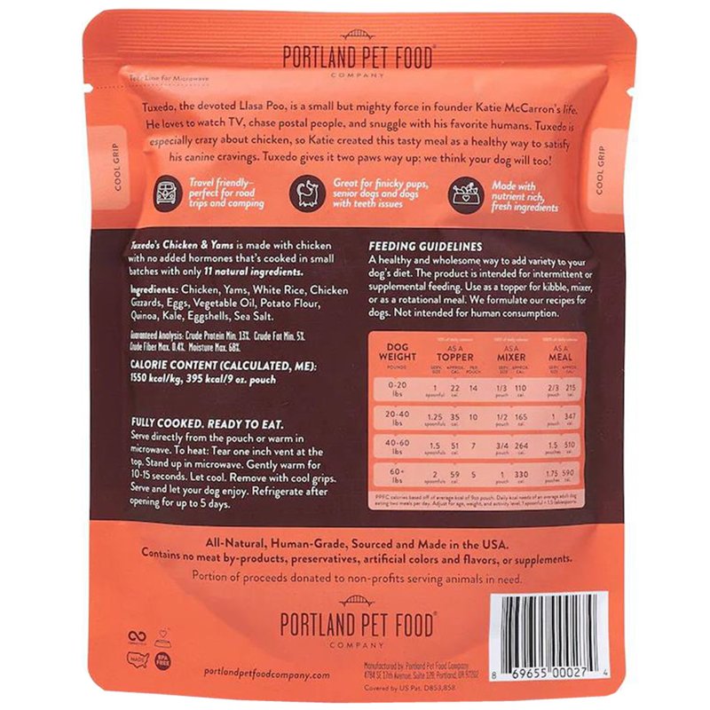 Portland Pet Food Company Tuxedo's Chicken & Yams Dog Meal, 9 OZ