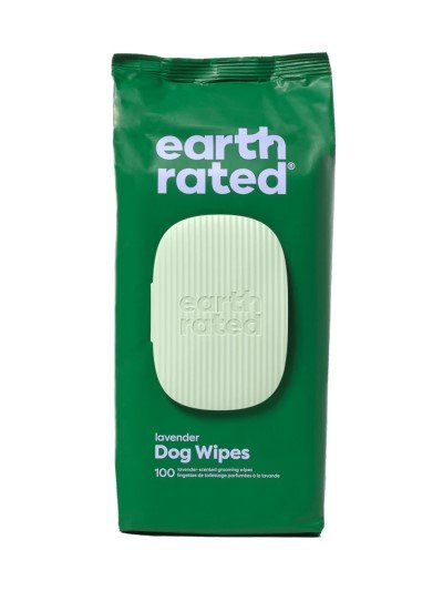 Earth Rated Hypoallergenic Dog Wipes, Cleaning and Odor-Controlling Grooming Wipes for Paws, Body, and Butt, Perfect for Puppy and Adult Dogs, Lavender Scented, 100 Count