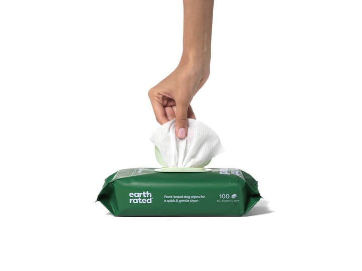 Earth Rated Hypoallergenic Dog Wipes, Cleaning and Odor-Controlling Grooming Wipes for Paws, Body, and Butt, Perfect for Puppy and Adult Dogs, Lavender Scented, 100 Count