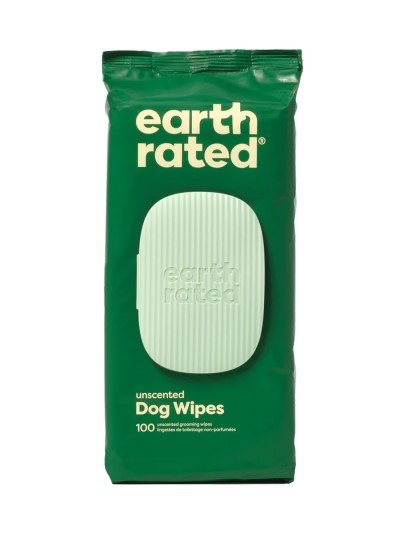 Earth Rated Textured Pet Wipes for Dogs & Cats, Cleaning and Odor-Controlling Grooming Wipes for Paws, Body, and Butt, Unscented, 100 Count