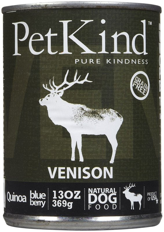 PetKind Grain-Free All Natural Dog Food, 13 oz can, Venison