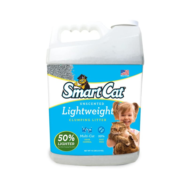 SmartCat Lightweight Clumping Litter, 10 Pound (160oz 1 Pack) - Unscented and Lightweight