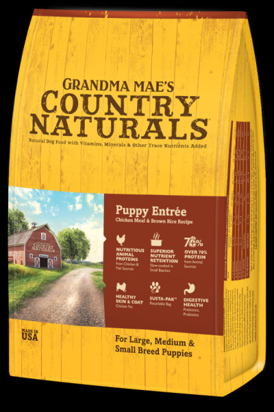 Grandma Mae's Country Naturals Grain Inclusive Dry Dog Food 4 LB Puppy Chicken & Brown Rice