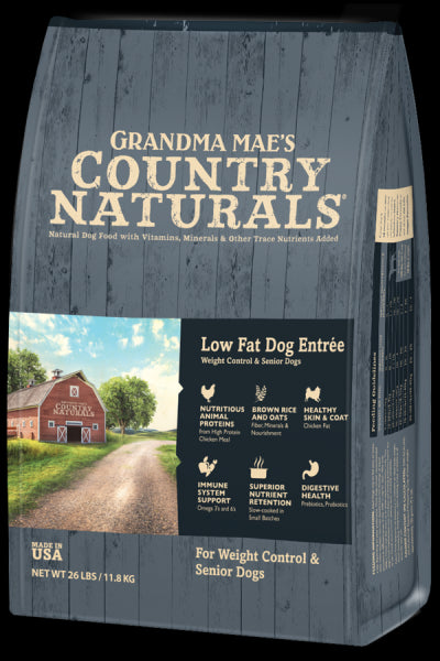 Grandma Mae's Country Naturals Grain Inclusive Dry Dog Food 26 LB Low Fat Chicken & Brown Rice