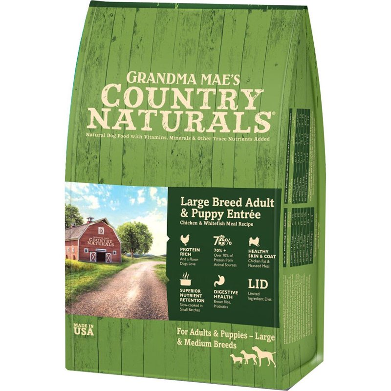 Grandma Mae's Country Naturals Grain Inclusive Dry Dog Food 32 LB Large Breed Chicken & Whitefish