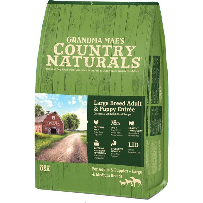 Grandma Mae's Country Naturals Grain Inclusive Dry Dog Food 14 LB Large Breed Chicken & Whitefish