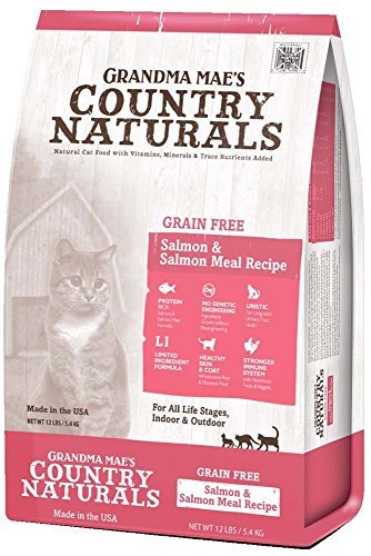 Grandma Mae's Country Naturals Grain-Free Salmon Meal Recipe for Cats and Kittens, 3 Pounds, Non-GMO Uristic Formula