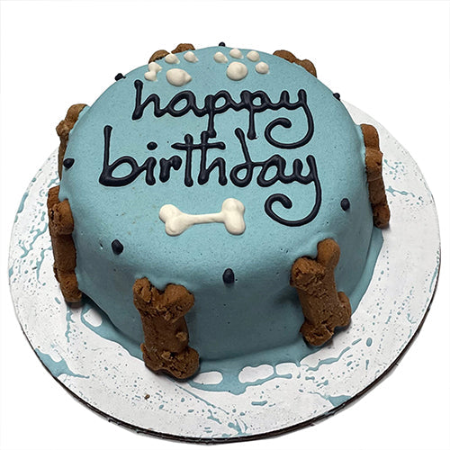 Bubba Rose Biscuit Co. Blue Dog Birthday Cake (Perishable), 4 in