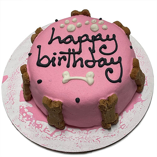 Bubba Rose Biscuit Co. Pink Dog Birthday Cake (Perishable), 4 in