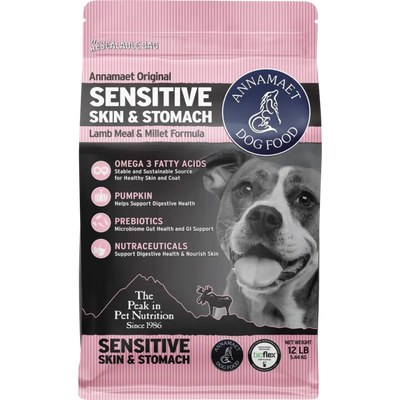 Annamaet Sensitive Skin & Stomach Dog Food β Digestive & Skin Health Formula with Pumpkin, Coconut Oil & Omega-3