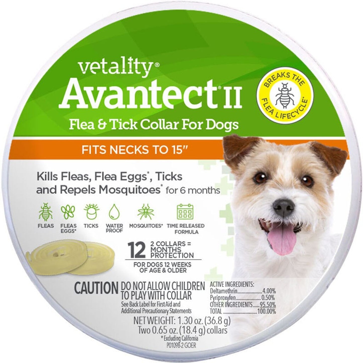 Vetality Avantect Ii Flea & Tick Collar For Dogs