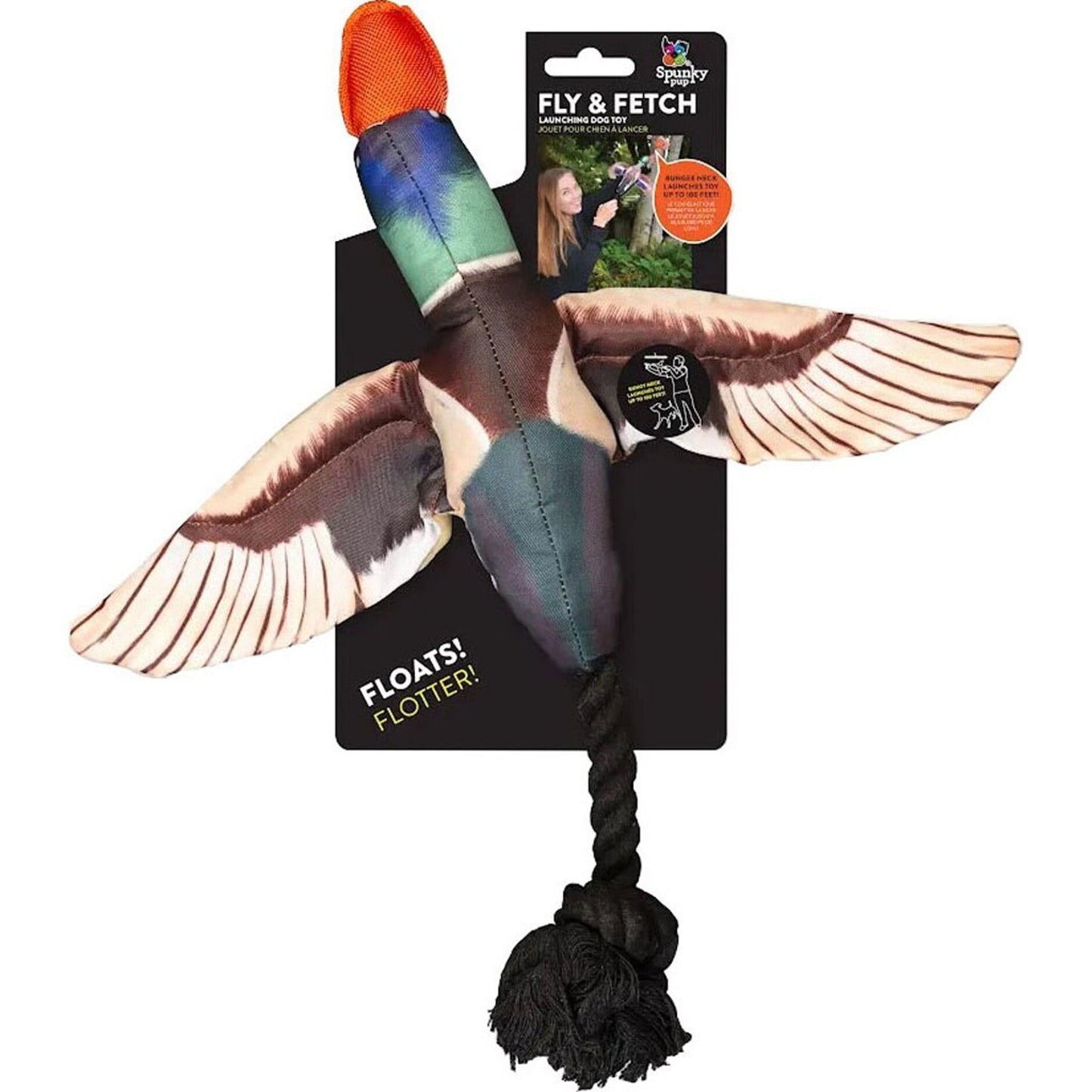 Spunkypup Fly & Fetch Launch Plush Toy Duck