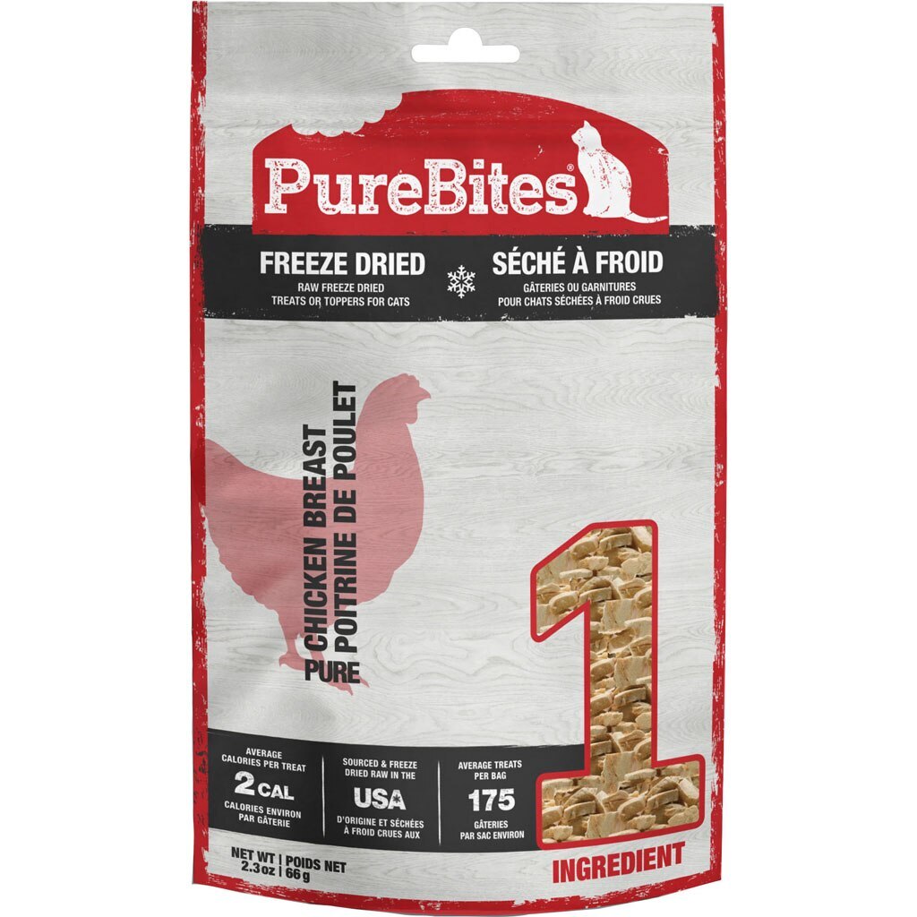 PureBites Chicken Freeze Dried Cat Treats, 1 Ingredient, Made in USA, 2.3oz