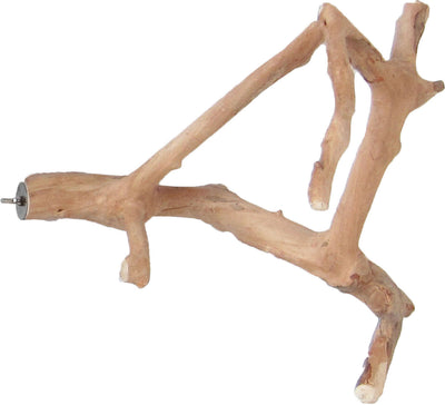Java Wood Multi-Branch Perch SM, a light brown wooden branch structure with multiple offshoots and a metal mounting base.