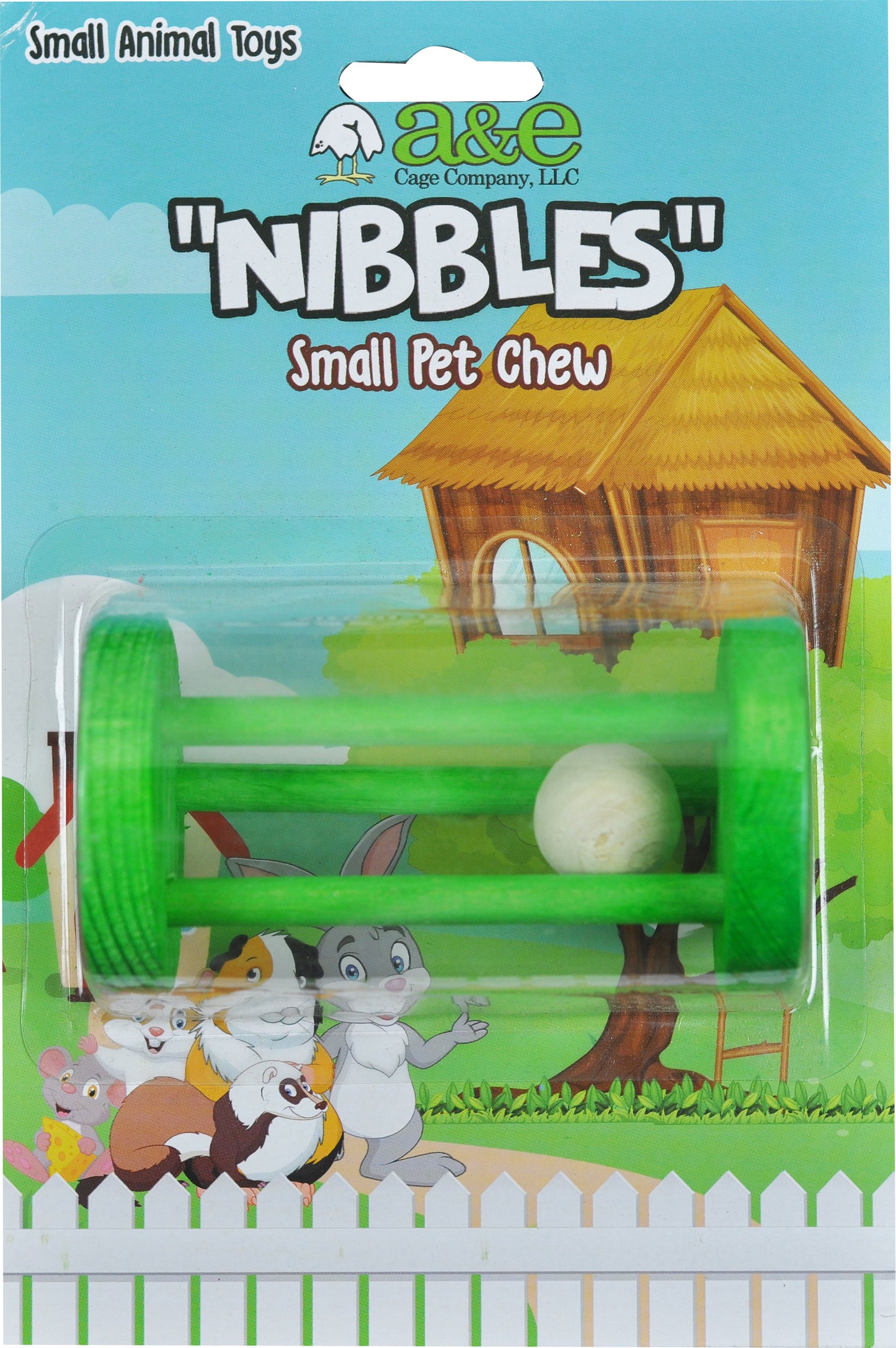 Nibbles Wooden Cylinder W/Ball Chew Toy