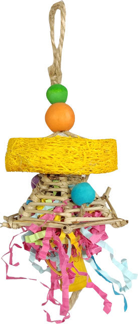 Happy Beaks Confetti Cannon Loofah Hang Bird Toy