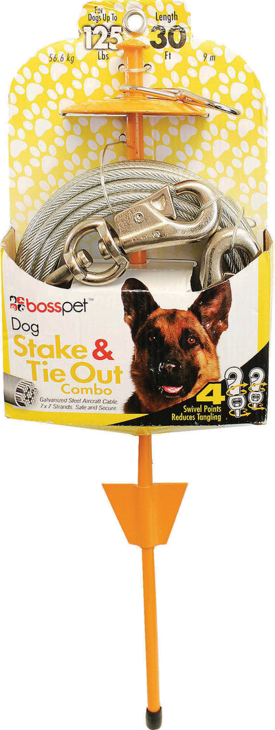 Boss Pet Tie-Out/Dome Stake Combo