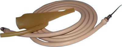 Close-up of a Dexco IV set with rubber tubing, beige and tan colors, 5-foot length.