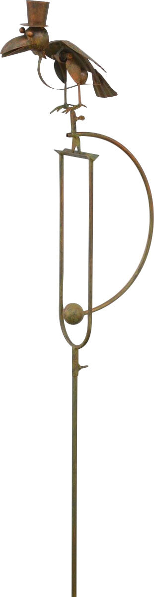Esschert Design Metal Bird Rocker Stake W/Hat (Pack Of 3)