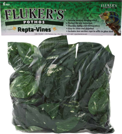 Packaged Fluker's Repta-Vines Pothos artificial green hanging vines in plastic bag