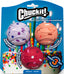 Packaged Chuckit! Birthday Fetch Medley three-pack with blueberry, carrot cake, and red velvet scented balls on a cake background.