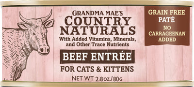 Grandma Maes 46000733 2.8 oz Country Naturals Cat Pate Grain Free Beef