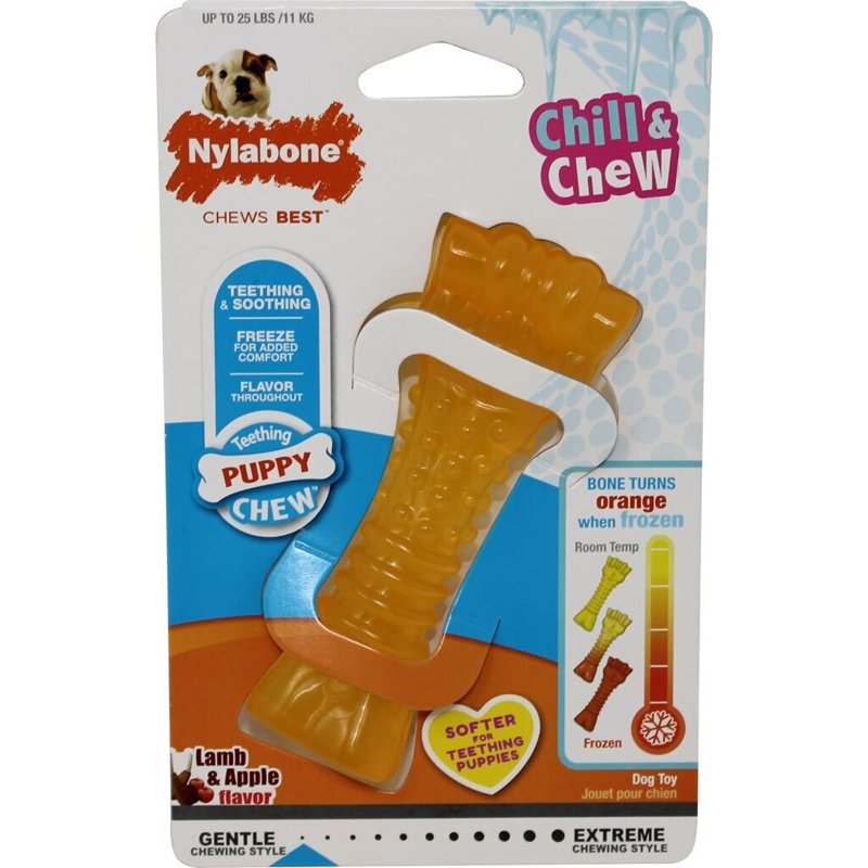 Nylabone Puppy Chew Freezer Toy - Puppy Chew Toy for Teething - Puppy Supplies - Lamb & Apple Flavor, Small/Regular (1 Count)