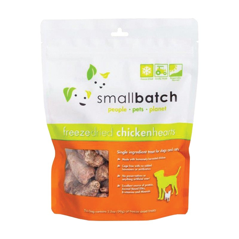 smallbatch Pets Premium Freeze-Dried Chicken Heart Treats for Dogs and Cats, 3.5 oz, Made and Sourced in The USA, Single Ingredient, Humanely Raise Meat, No Preservatives or Anything Artificial Ever