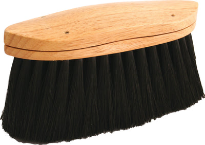 Close-up of Legends Black Knight Flick Brush with black bristles and light wood handle, 8.25 inch size.