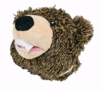 Tall Tails 2-in-1 Grizzly Bear Head Dog Toy with Removable Squeaker, 4 in