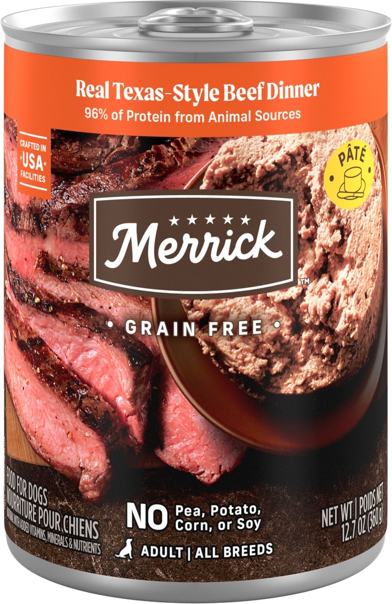 Merrick Grain-Free Real Texas Beef Dinner Canned Dog Food, 12.7 oz Can