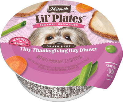 Merrick Lil' Plates Premium Grain-Free Small Breed Wet Dog Food Tiny Thanksgiving Day Dinner, 3.5 oz Tray