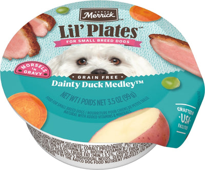 Merrick Lil' Plates Grain-Free Small Breed Wet Dog Food Dainty Duck Medley, 3.5 oz Tub